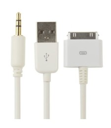 כבל iPHONE, iPOD ל-3.5 AUX לרכב + USB