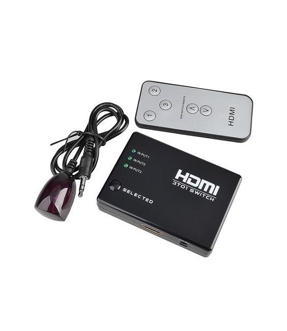 ממתג HDMI אוטומטי + שלט 3:1 + מאריך IR