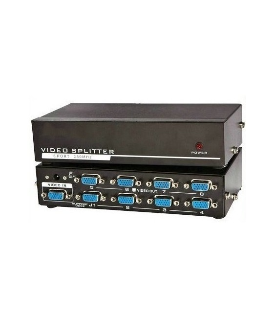 מפצל VGA מוגבר 8 מסכים 350MHz + ספק כוח