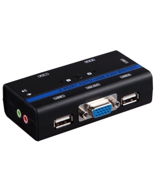 מתג KVM 2:1 אוטומטי VGA+USB+AUDIO +כבלים