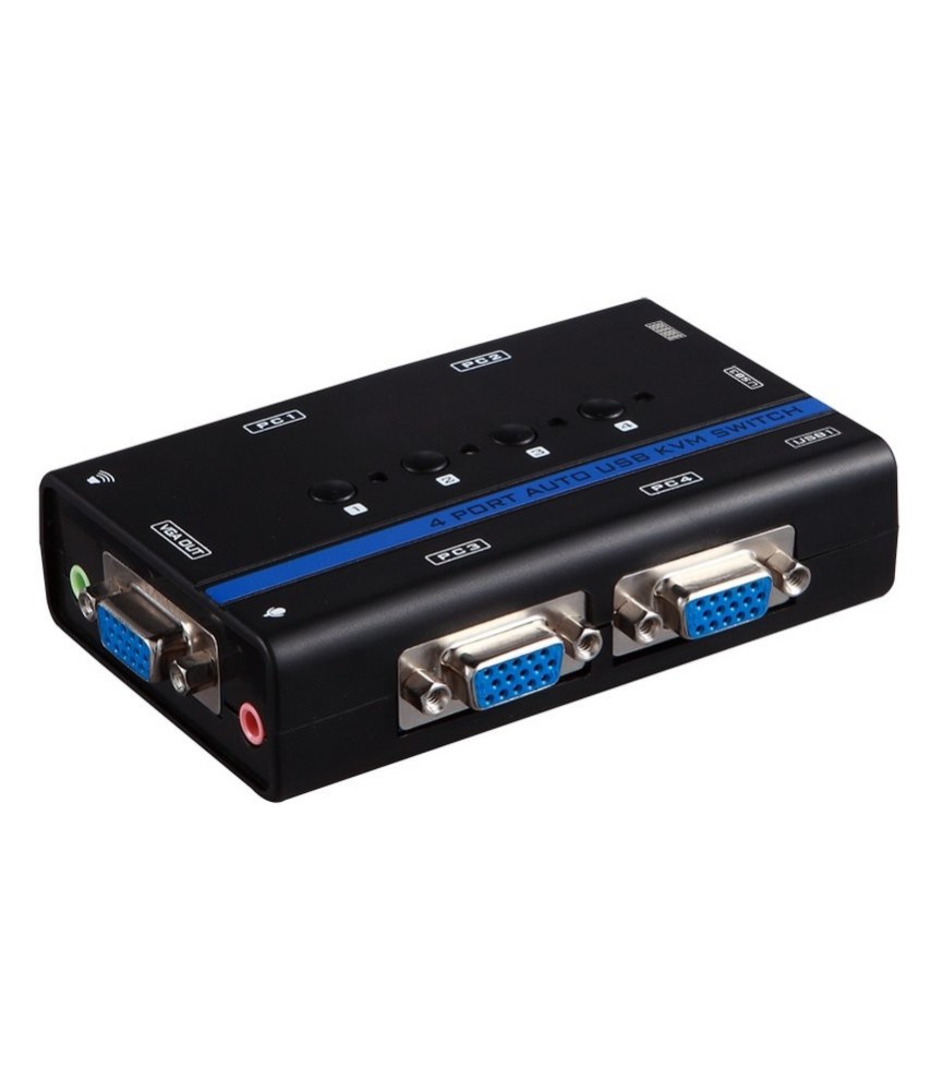 מתג KVM 4:1 אוטומטי VGA+USB+AUDIO +כבלים